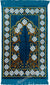 Teal Blue Prayer Rug with Floral Gateway Mihrab