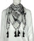 White and Black - Traditional Palestinian Style Embroidered Men Scarf Kifaya with Hand Made Tassels