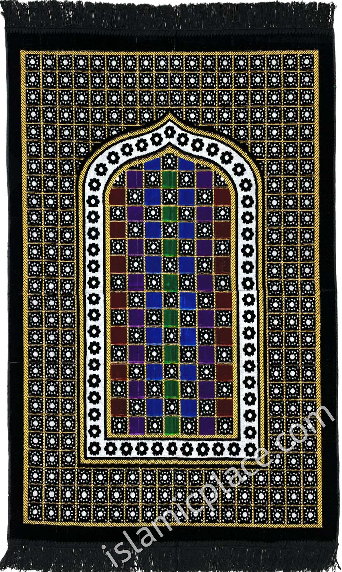 Black Prayer with Stain Glass Mihrab