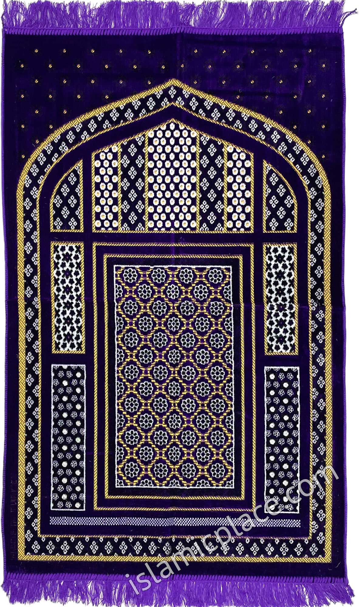 Purple Prayer Rug with Mosaic Design Mihrab