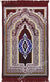 Burgundy Prayer Rug with Mesmerizing Mihrab with Psychedelic Colors
