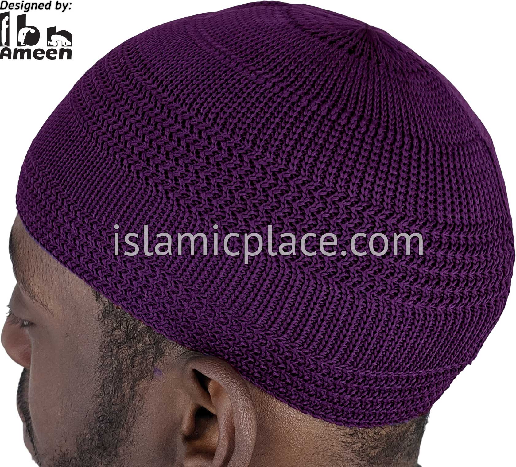 Purple - Elastic Knitted Plain Simple Kufi
