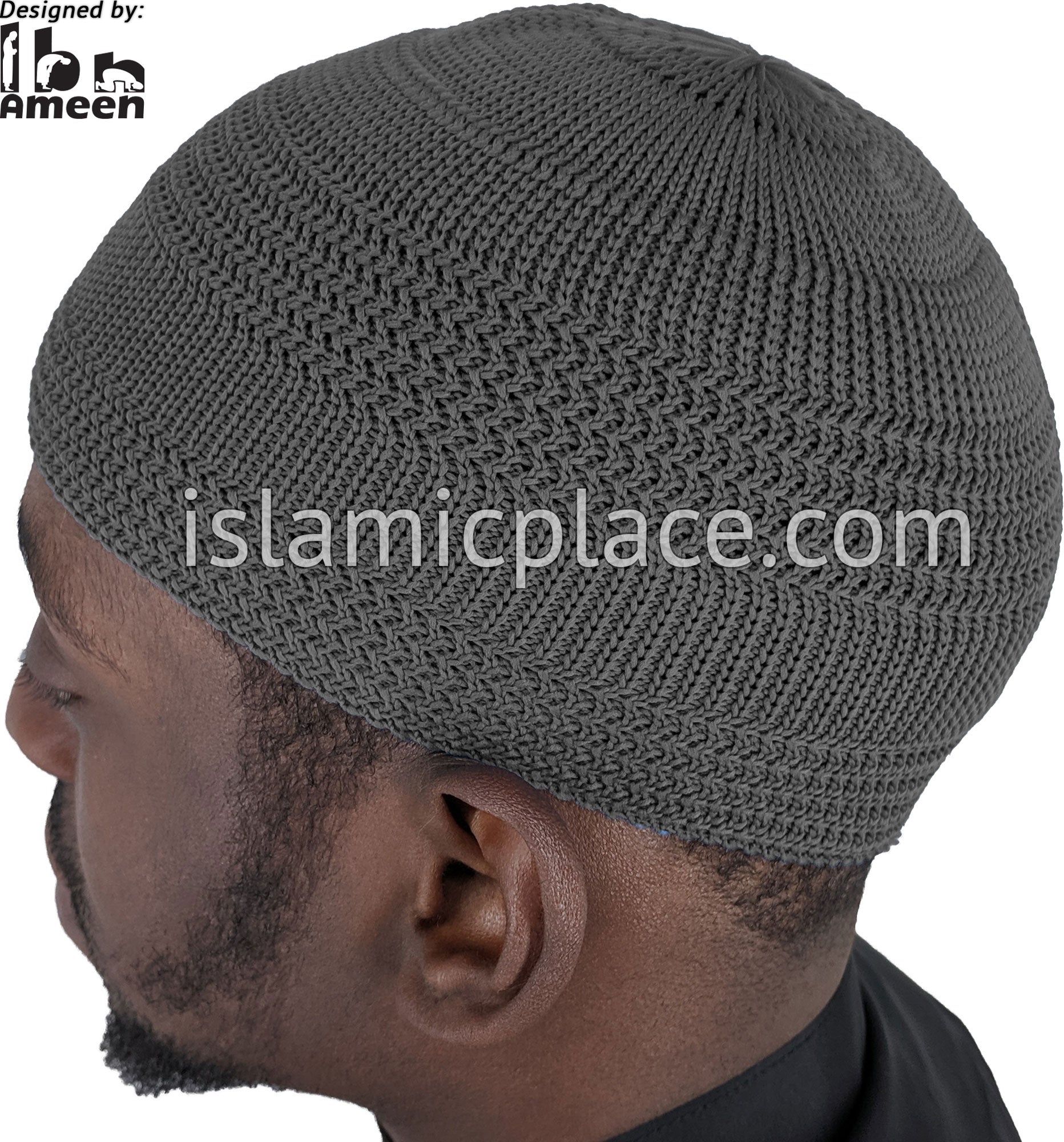 Charcoal Gray - Elastic Knitted Plain Simple Kufi