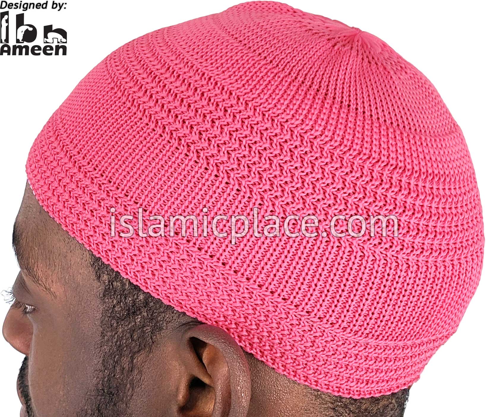 Pink - Elastic Knitted Plain Simple Kufi