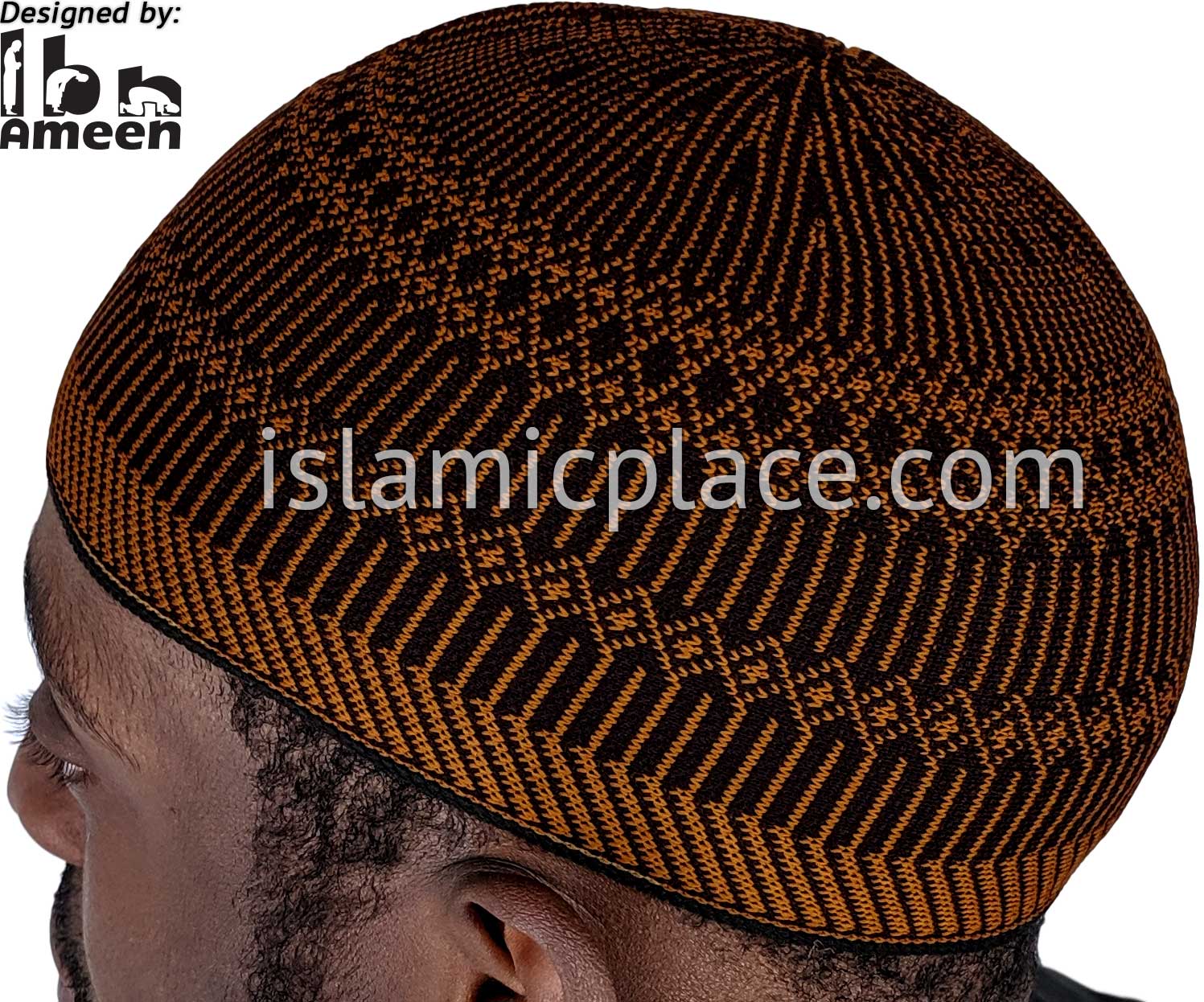 Black and Rust - Traditional Cotton Knitted Ibrahim Designer Kufi