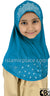 Teal - Luxurious Lycra Hijab Al-Amira with Silver Rhinestones - Girl size (1-piece)