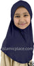 Navy Blue - Luxurious Lycra Hijab Al-Amira - Girl size (1-piece)