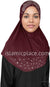 Burgundy - Luxurious Lycra Hijab Al-Amira with Silver Rhinestones Teen to Adult (Large)
