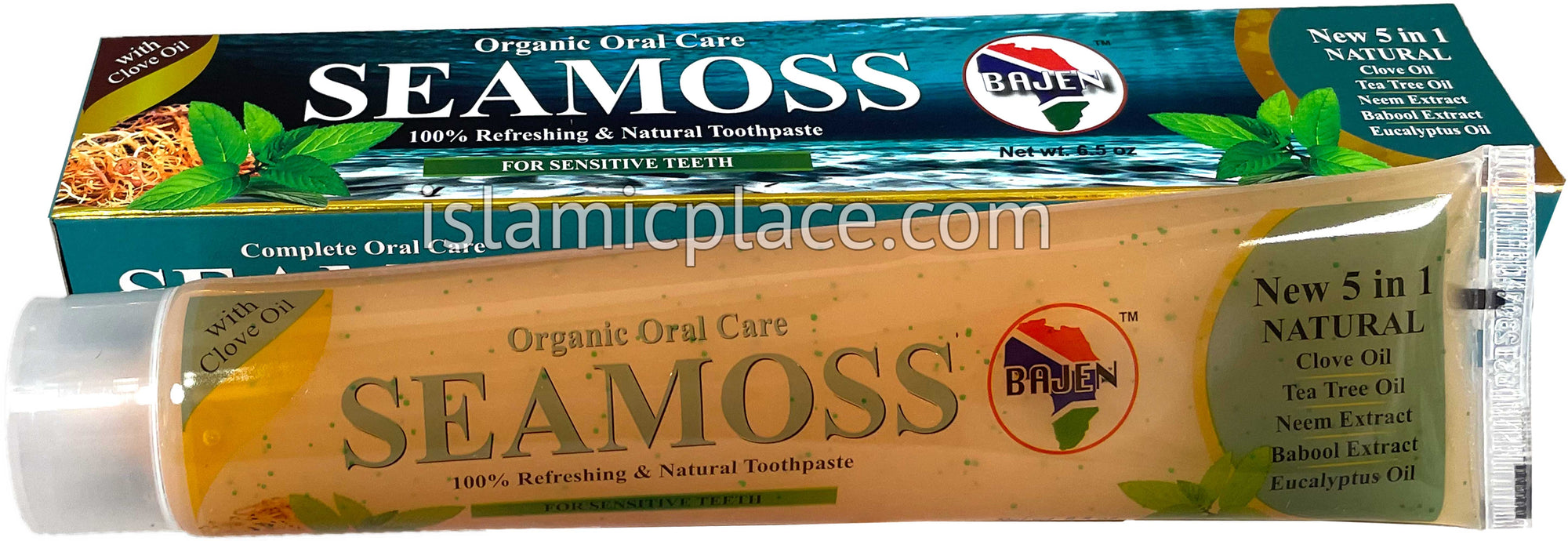 Sea moss Toothpaste - 5 in 1 (Clove Oil, Tea Tree Oil, Neem Extract, Babool Extract, Eucalyptus Oil) 6.5 oz - Halal & Organic