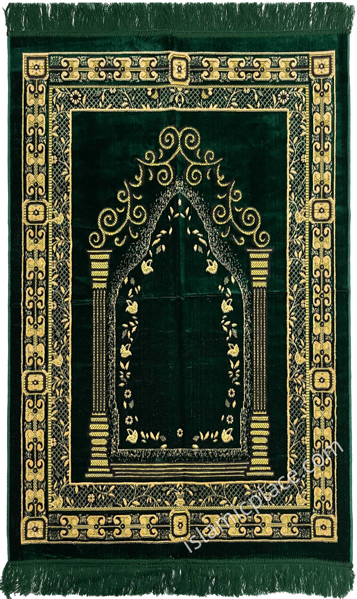 Hunter Green Prayer Rug With Roman Mihrab (Big & Tall size)