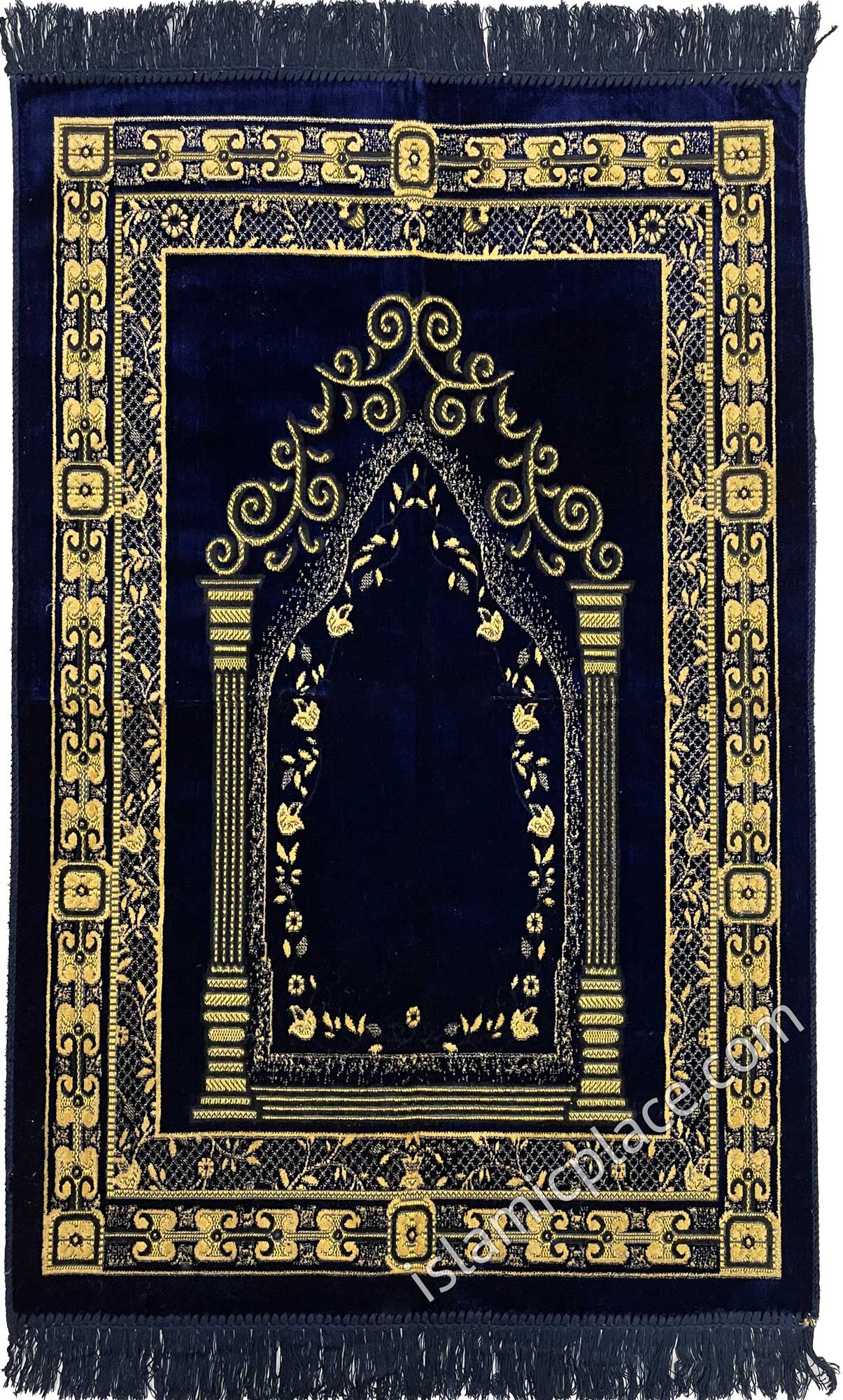 Navy Blue Prayer Rug With Roman Mihrab (Big & Tall size)