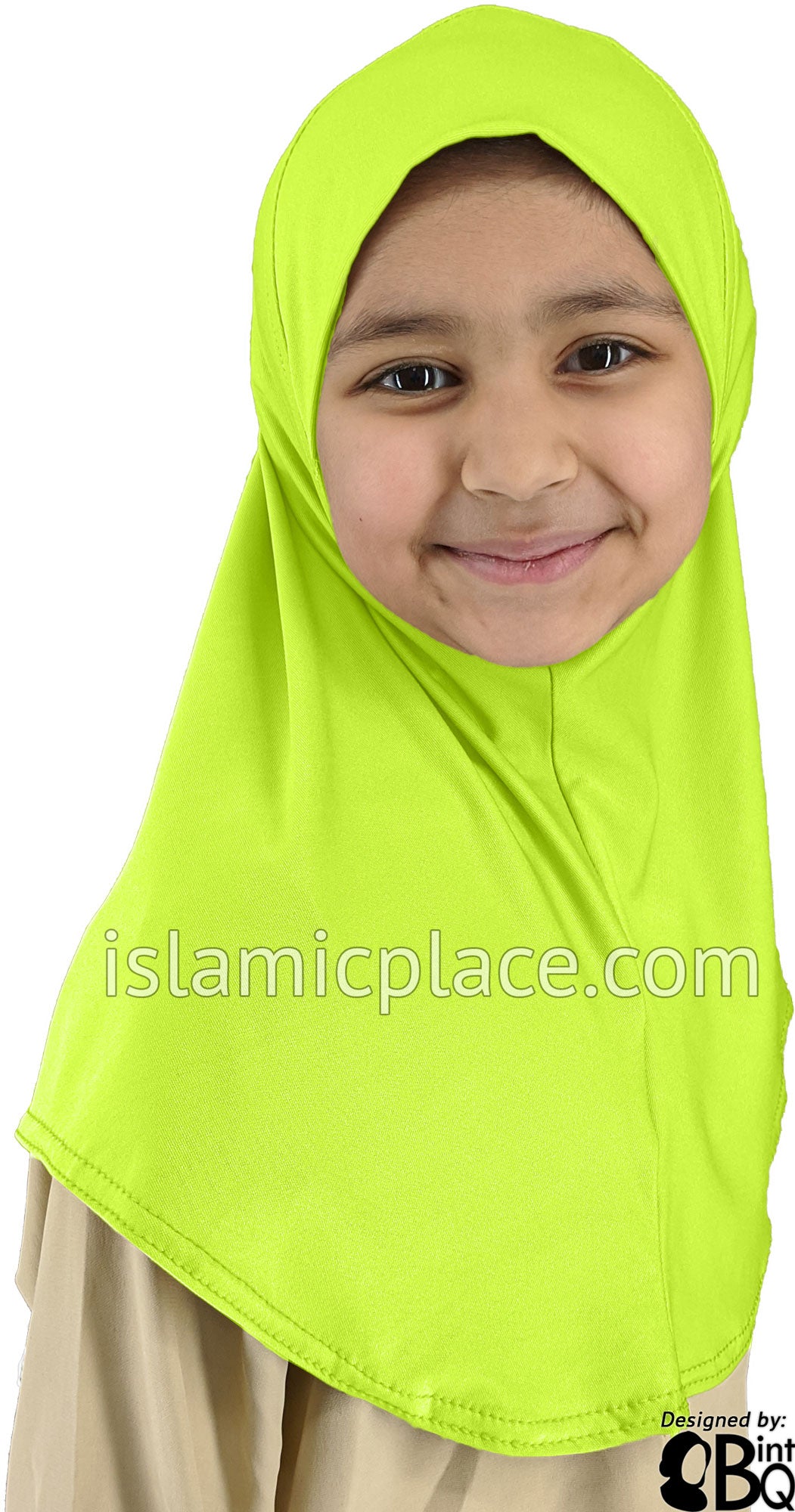 Neon Green - Luxurious Lycra Hijab Al-Amira - Girl size 1-piece style