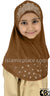 Hazelnut - Luxurious Lycra Hijab Al-Amira with Silver Rhinestones - Girl size (1-piece)