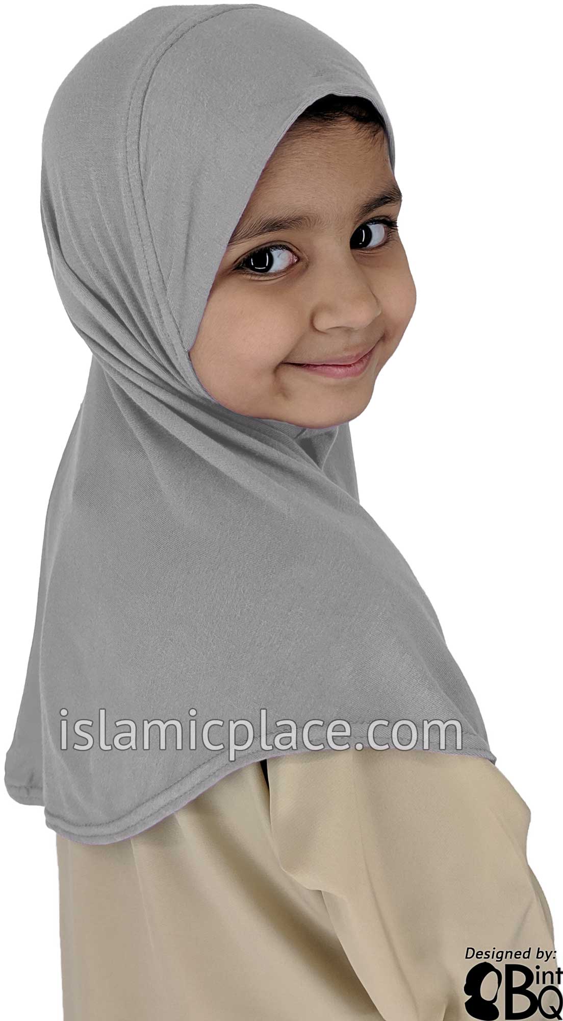 Silver Gray - Plain Girl size (1-piece) Hijab Al-Amira
