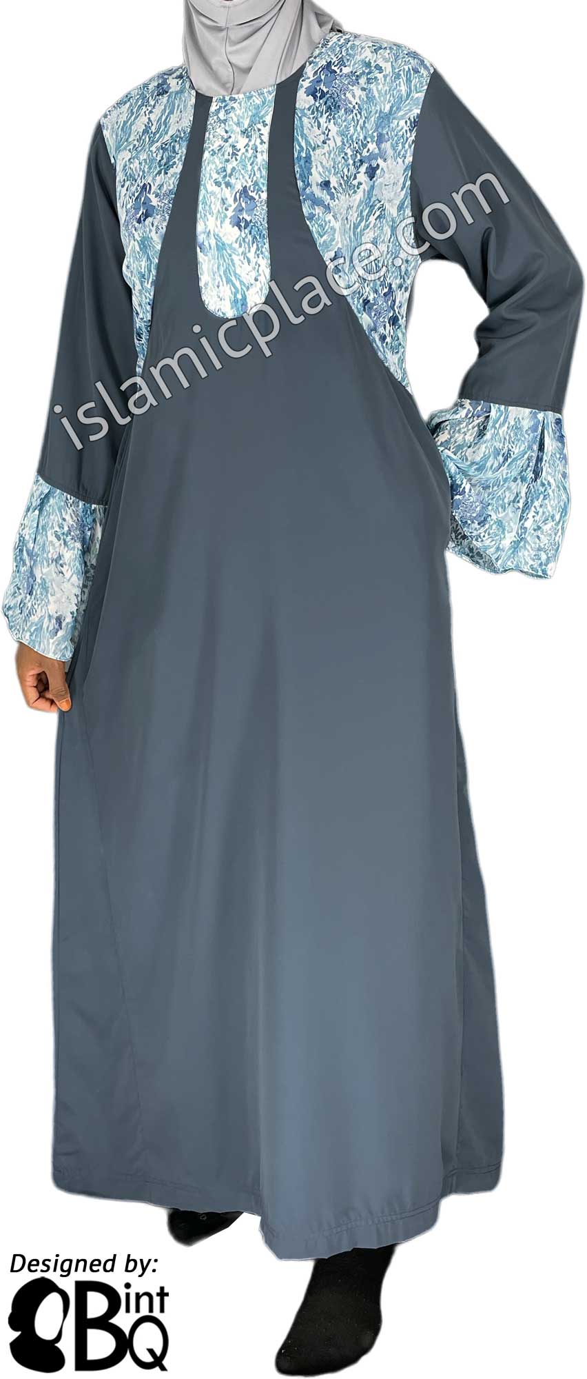 Gray - Zanoobia Stylish Abaya with Print Accenting by BintQ - S14