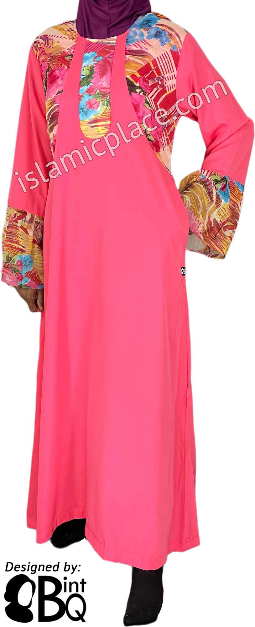 Fuchsia Pink - Zanoobia Stylish Abaya with Print Accenting by BintQ - S14