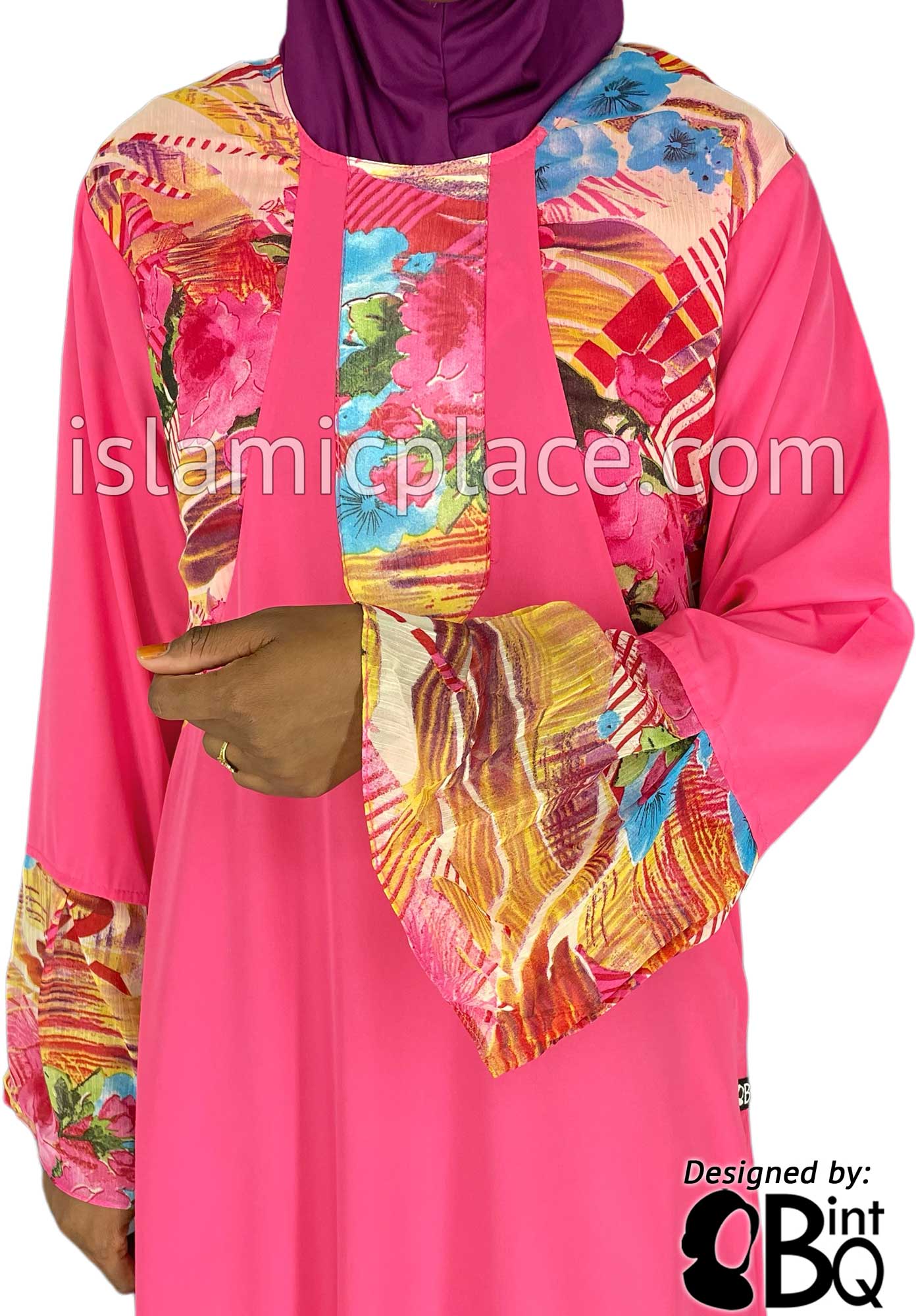 Fuchsia Pink - Zanoobia Stylish Abaya with Print Accenting by BintQ - S14