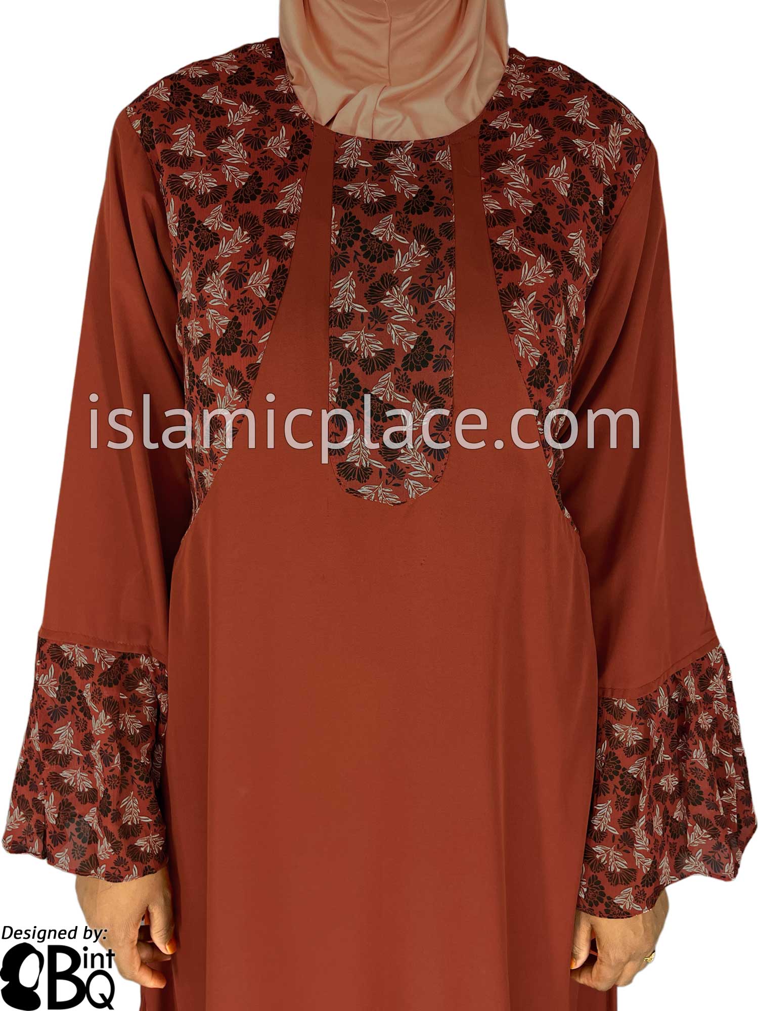 Rust - Zanoobia Stylish Abaya with Print Accenting by BintQ - S14