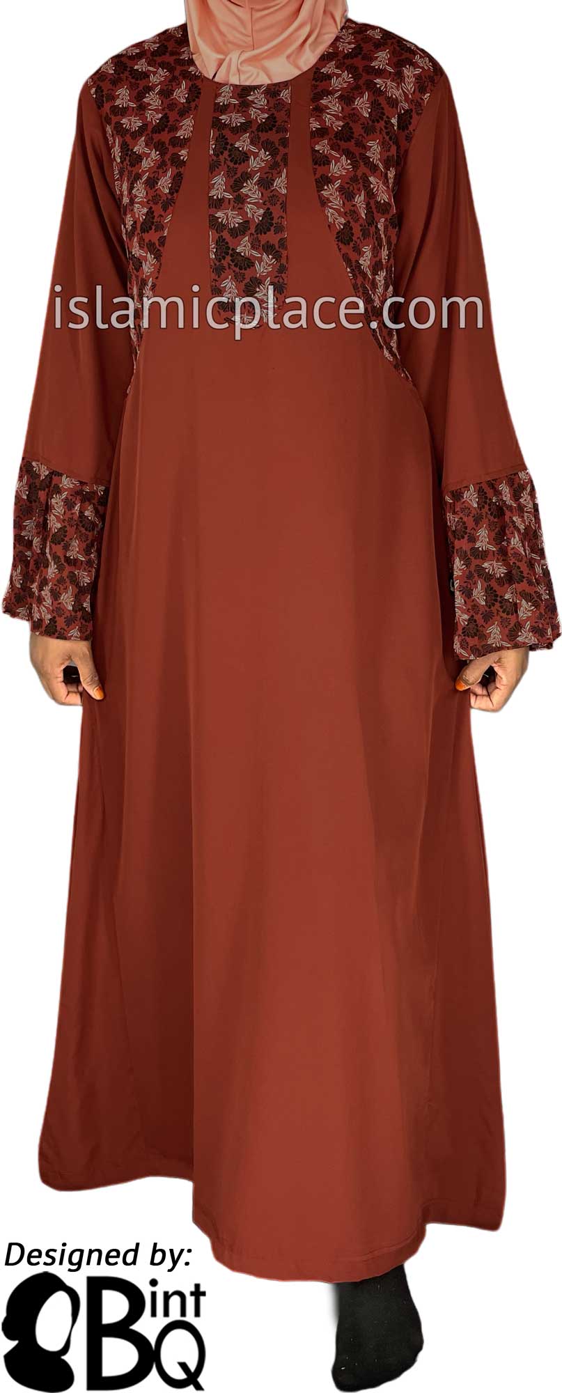 Rust - Zanoobia Stylish Abaya with Print Accenting by BintQ - S14