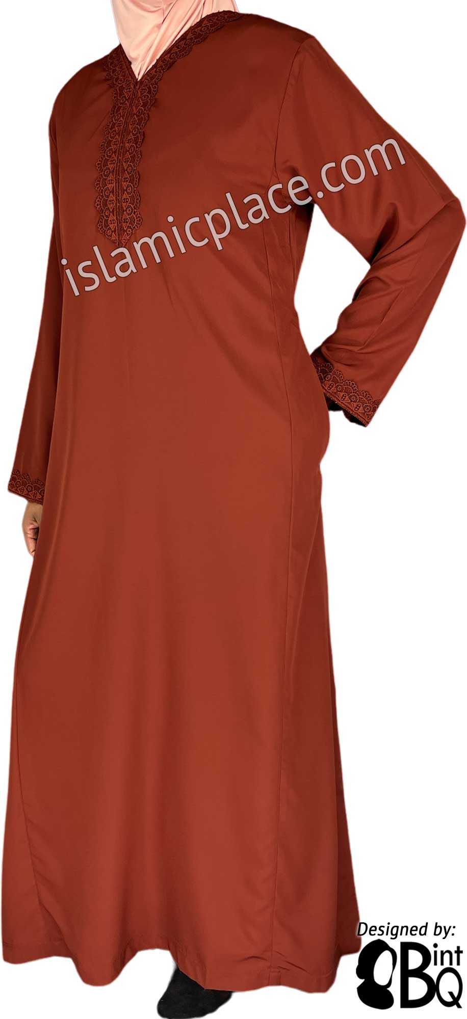 Rust - Laila with Lace Style Abaya by BintQ - S6