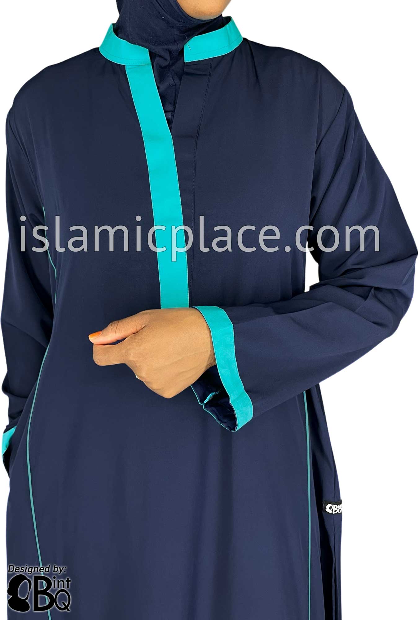 Navy Blue - Farzana Stylish V-Neck Abaya by BintQ - S12