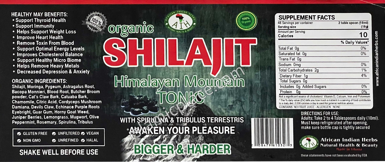 Organic Shilajit Himalayan Mountain Tonic - Awaken Your Pleasure Bigger & Harder 16 oz