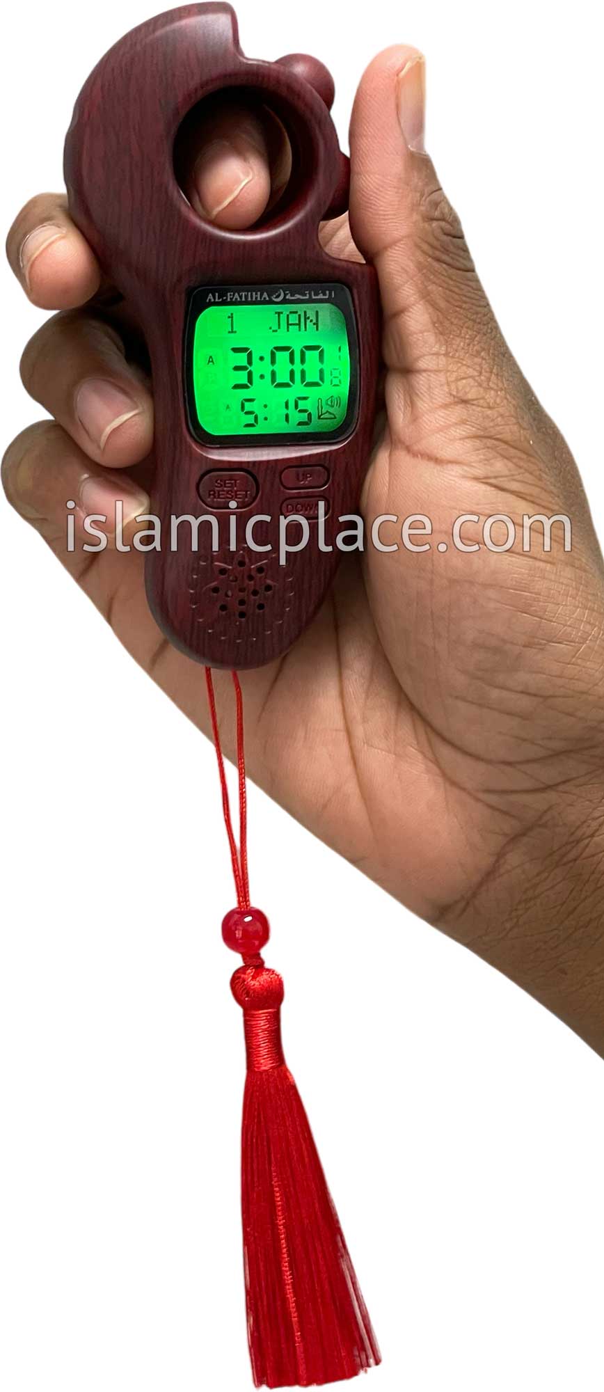 Red Wood Grain - Electronic Tasbih with Azan and Prayer Times Reminder