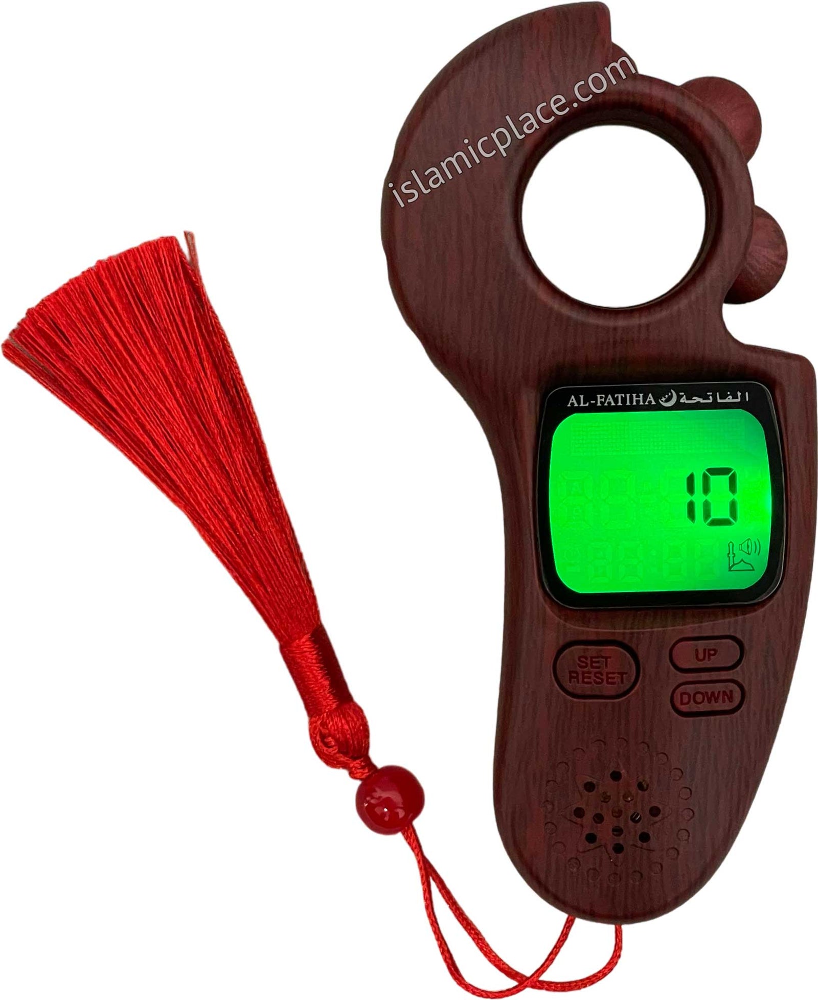 Red Wood Grain - Electronic Tasbih with Azan and Prayer Times Reminder