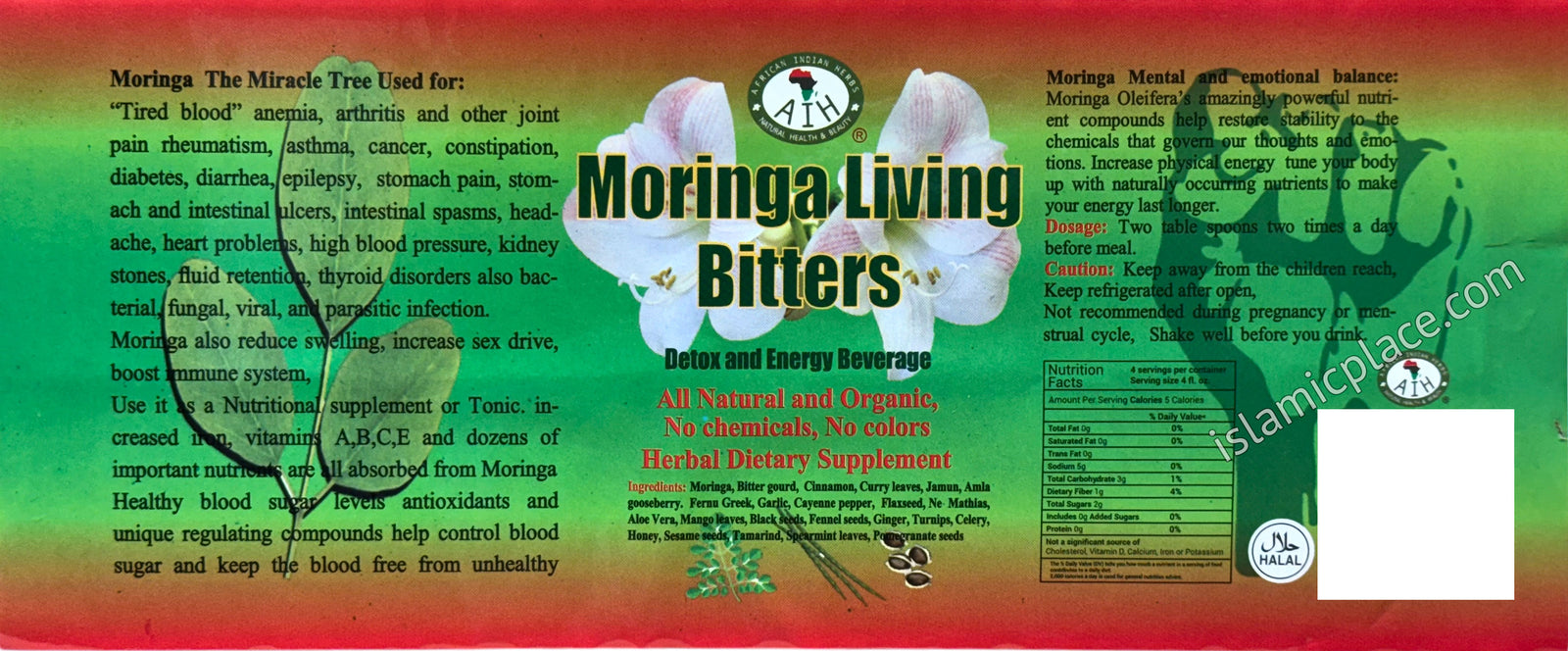Moringa Living Bitters 16 oz (contains Black Seed plus many other herbs)