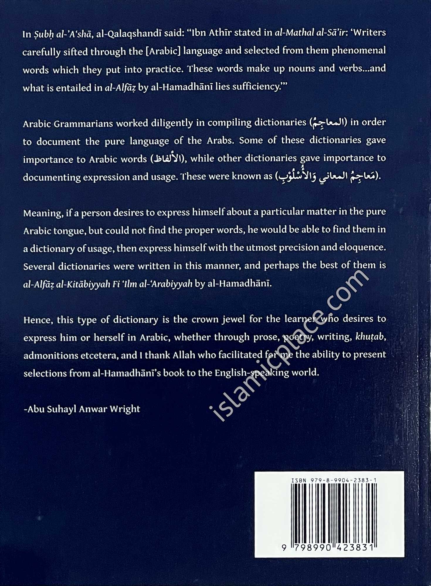 Al-Hamadhani's Thesaurus: Selected Arabic Words and Usage