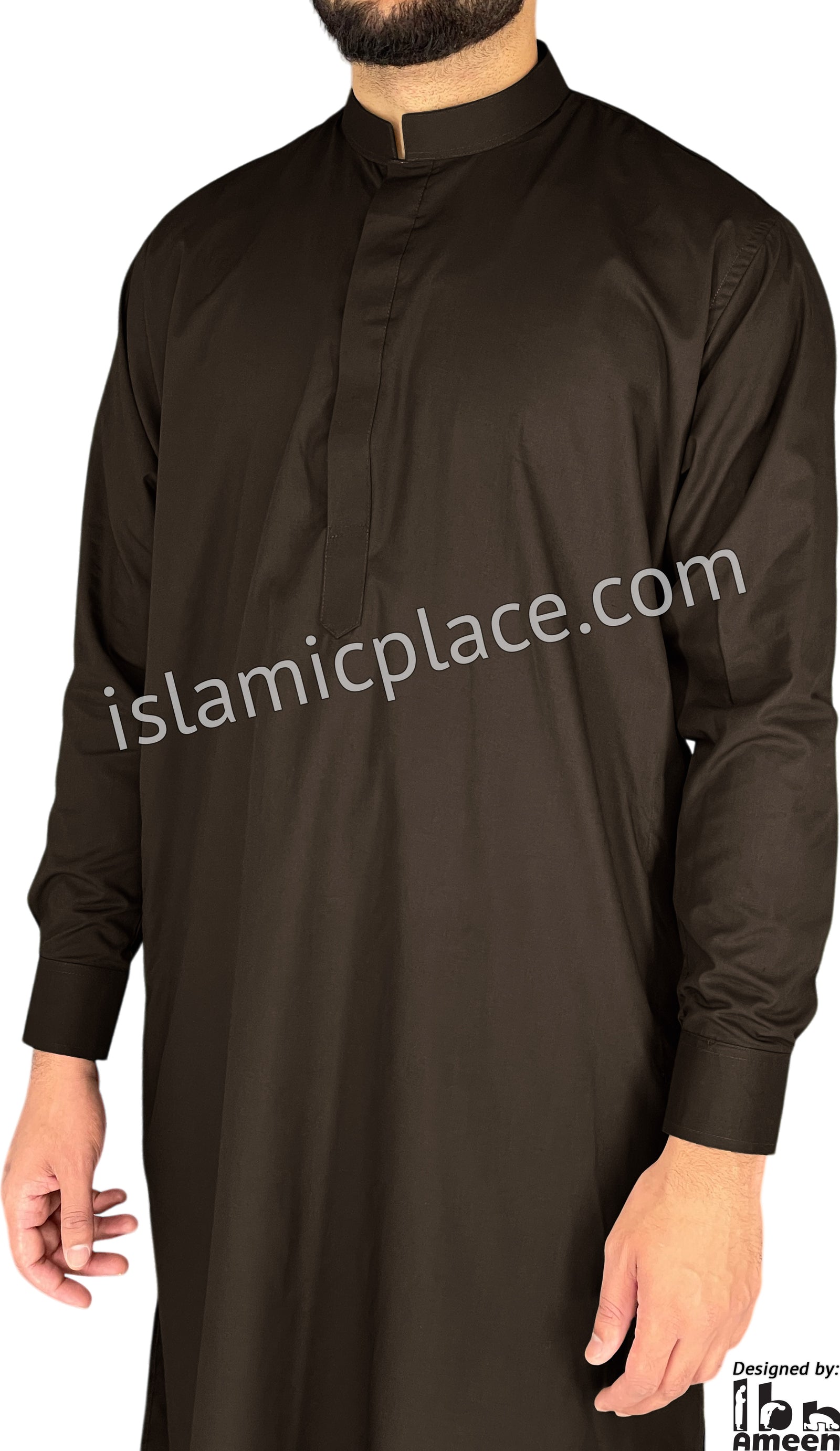 Brown - Men Saudi Ad-Daffah Plain Kameez by Ibn Ameen