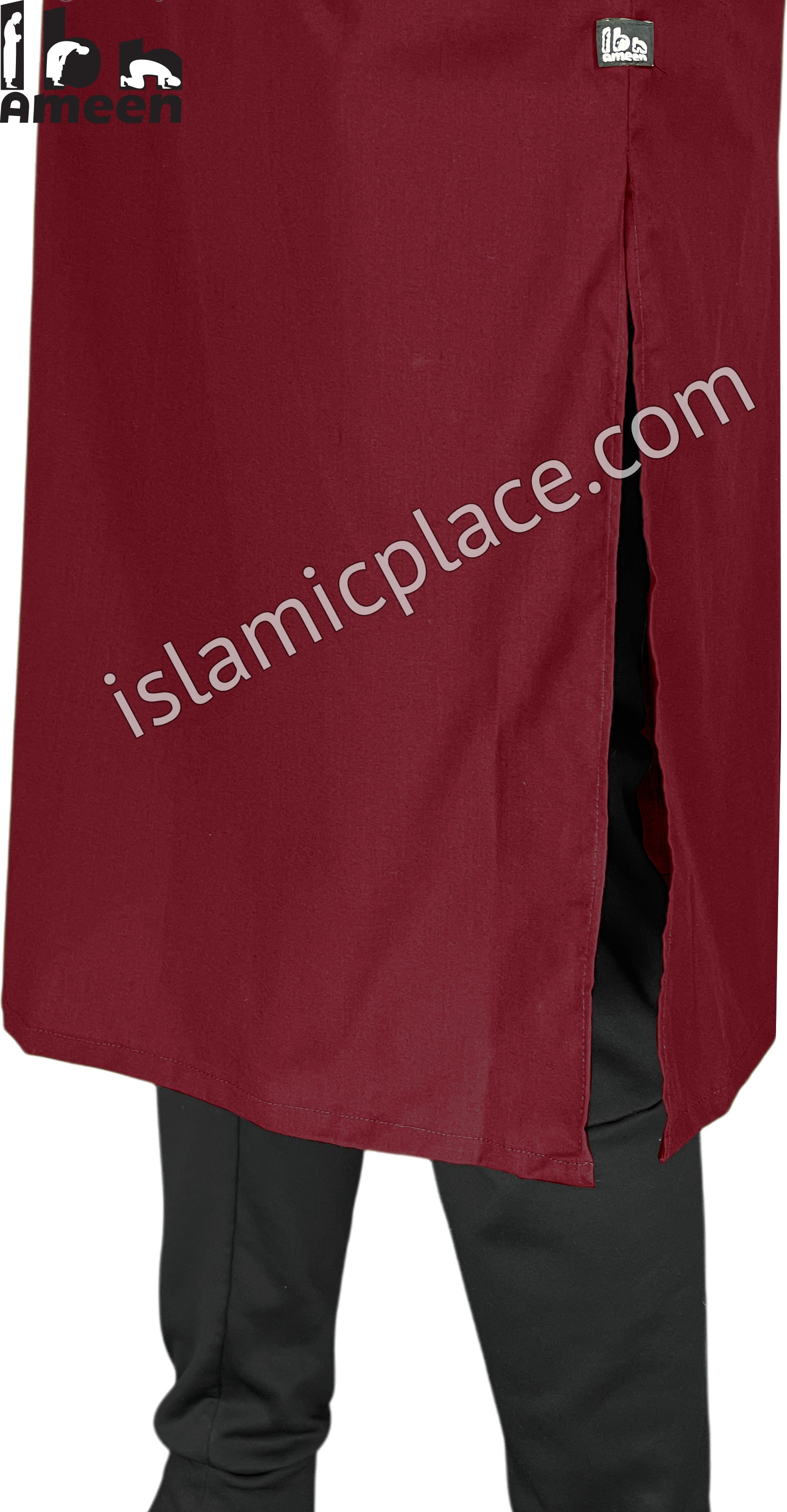 Burgundy - Men Saudi Ad-Daffah Plain Kameez by Ibn Ameen