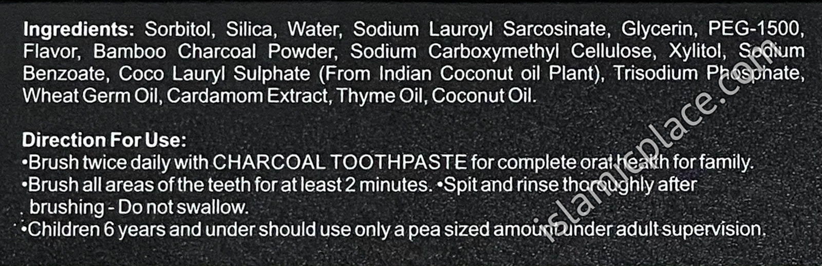 Charcoal Toothpaste - 5 in 1 (Thyme Oil, Coconut Oil, Bamboo Charcoal, Wheat Germ, Cardamom) 6.5 oz - Ninon