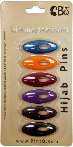 Dark Color Palette - Classic Khimar-Hijab Pin Pack with Oval (Pack of 6 Pins)