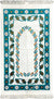 White Prayer Rug with Teal Blue, Gray and Rust Tulip Mihrab Design - Thick & Heavy