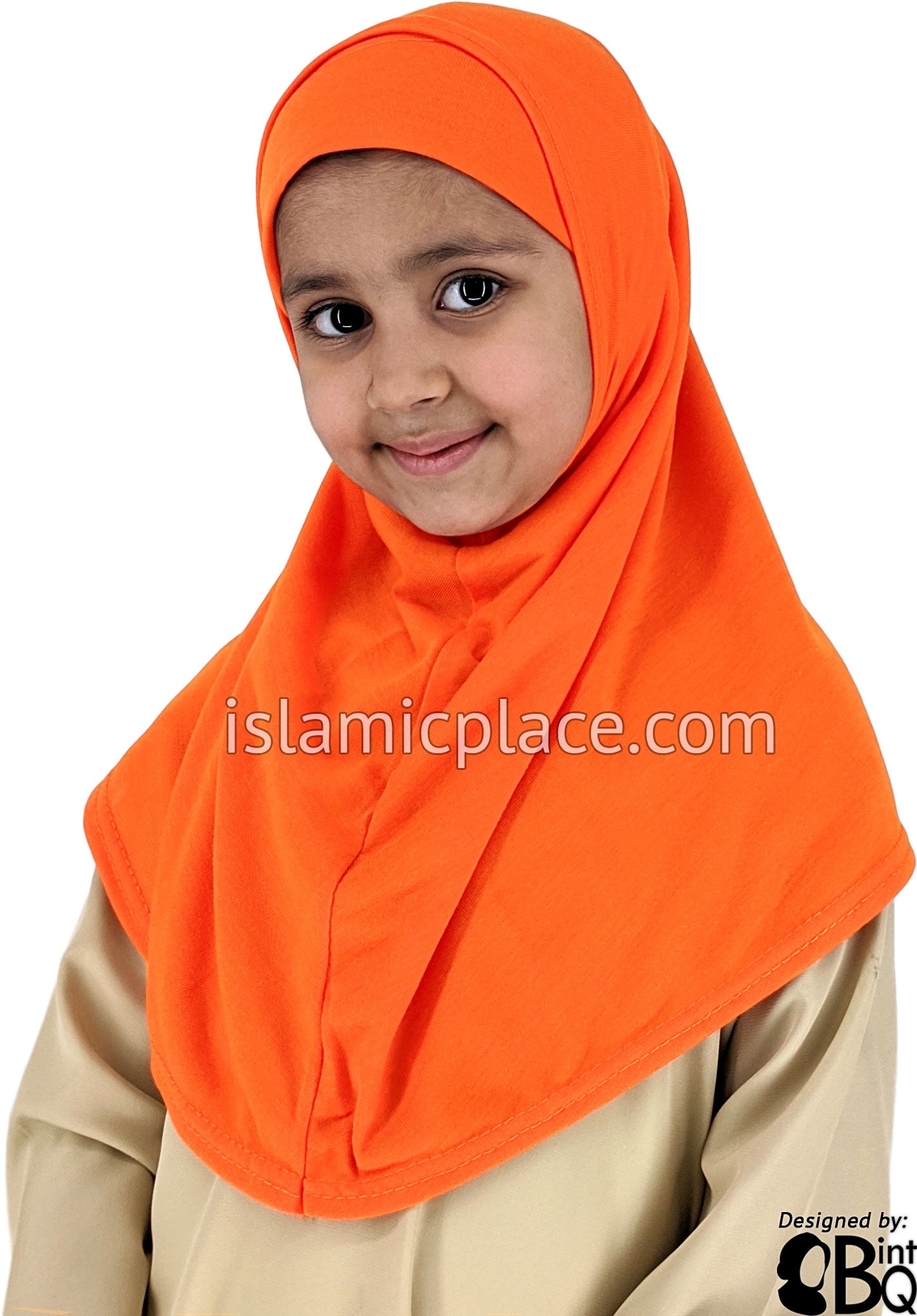 Orange Plain Girl size (2-piece) Hijab Al-Amira