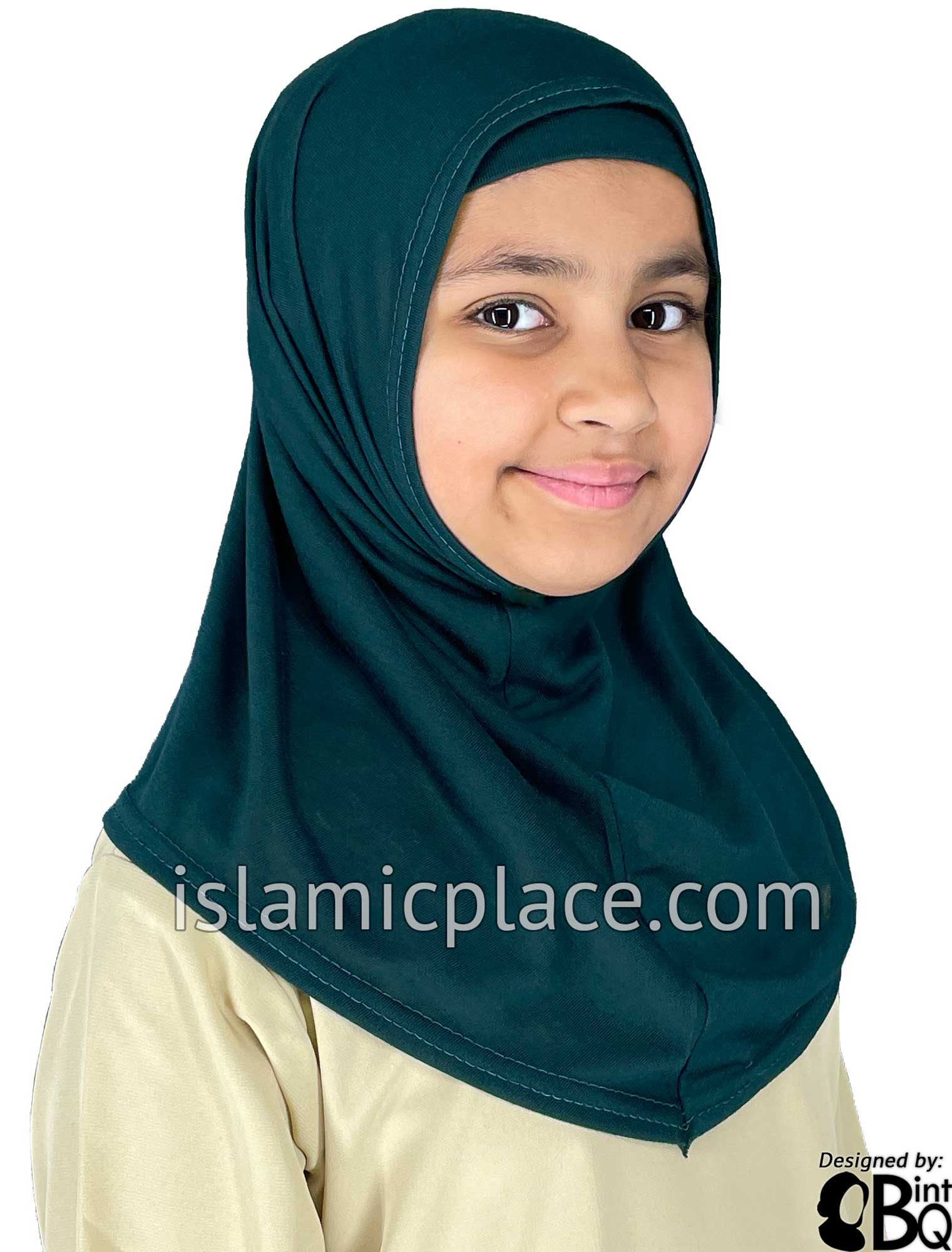 Teal Plain Girl size (2-piece) Hijab Al-Amira