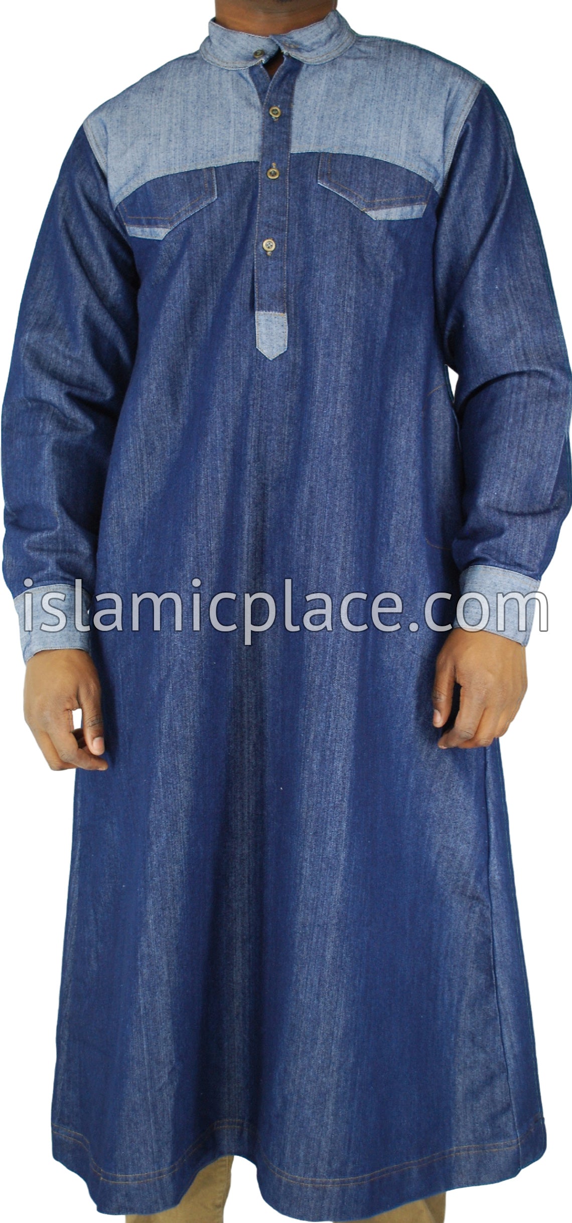 Blue - Mujahid Men Denim Thob by Ibn Ameen - IA1