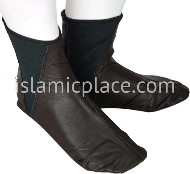 Chocolate Brown - Elastic Slip-on Khuff Leather socks