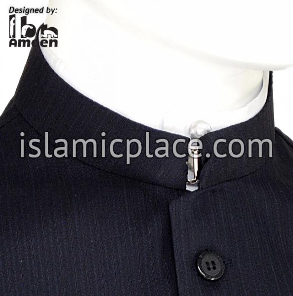Navy Blue - Shaykh Pinstripe Waistcoat Vest by Ibn Ameen