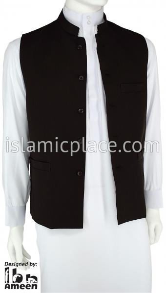 Brown - Shaykh Pinstripe Waistcoat Vest by Ibn Ameen