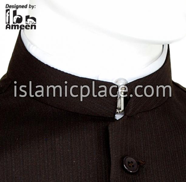 Brown - Shaykh Pinstripe Waistcoat Vest by Ibn Ameen