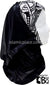 Abstract Black Curved Lines Design on White Base with Black Wrap - Kuwaiti Scarf