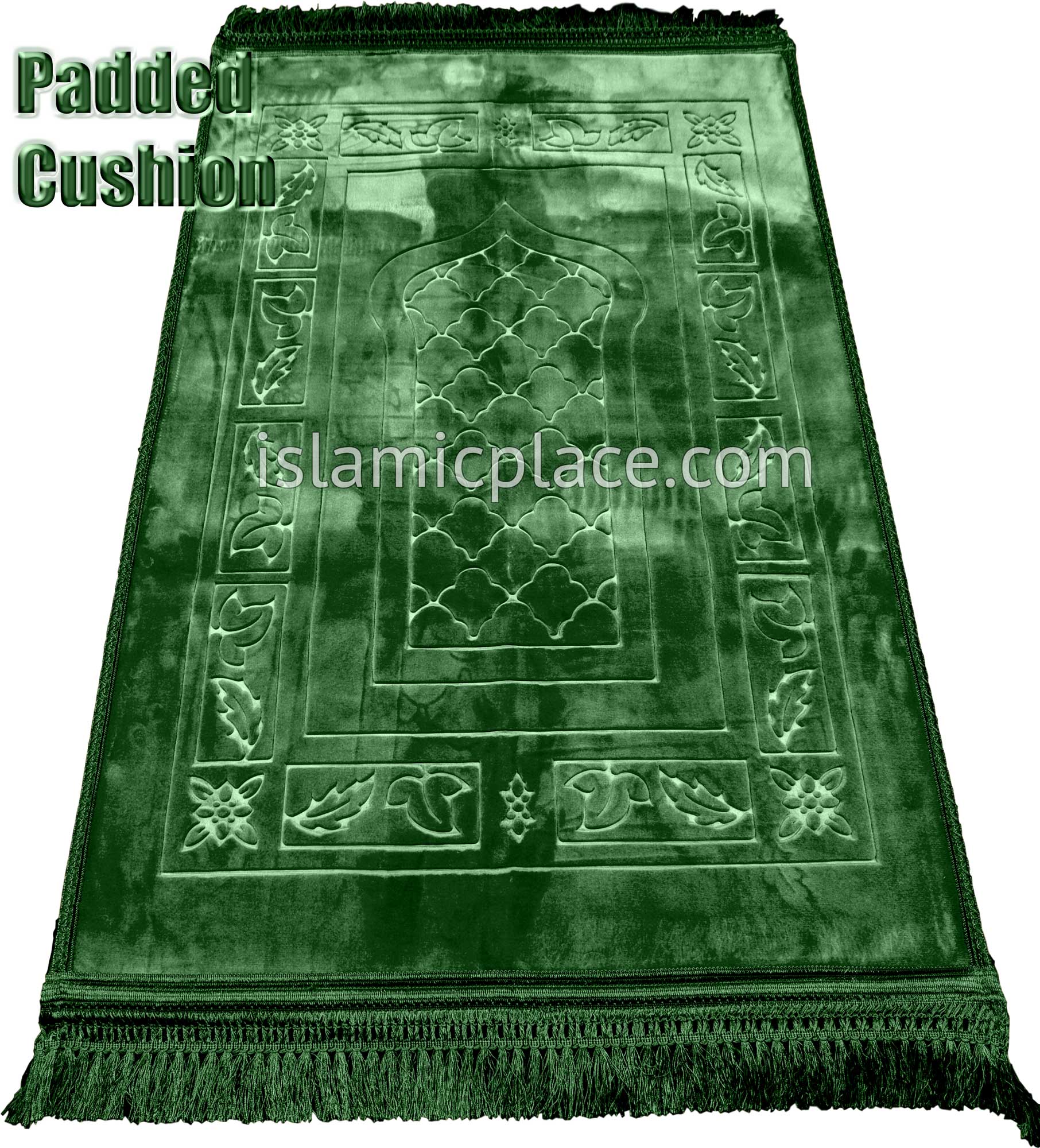 Dark Green - Orthopedic Padded Foam Cushion Luxurious Prayer Rug