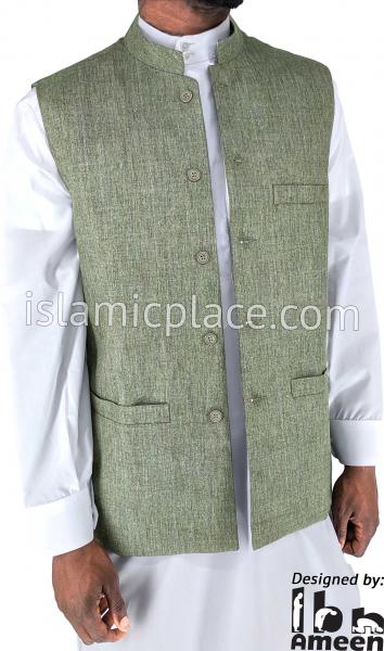 Sage Green - Hakim Waistcoat Vest by Ibn Ameen