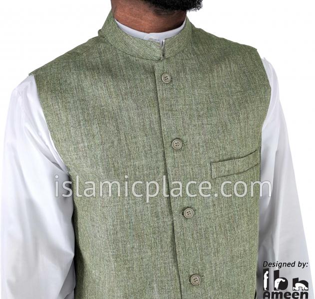 Sage Green - Hakim Waistcoat Vest by Ibn Ameen