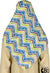Blue, Lime Green, Navy Blue, Coral Neon highlights in zig zag pattern - 45" Square Printed Khimar