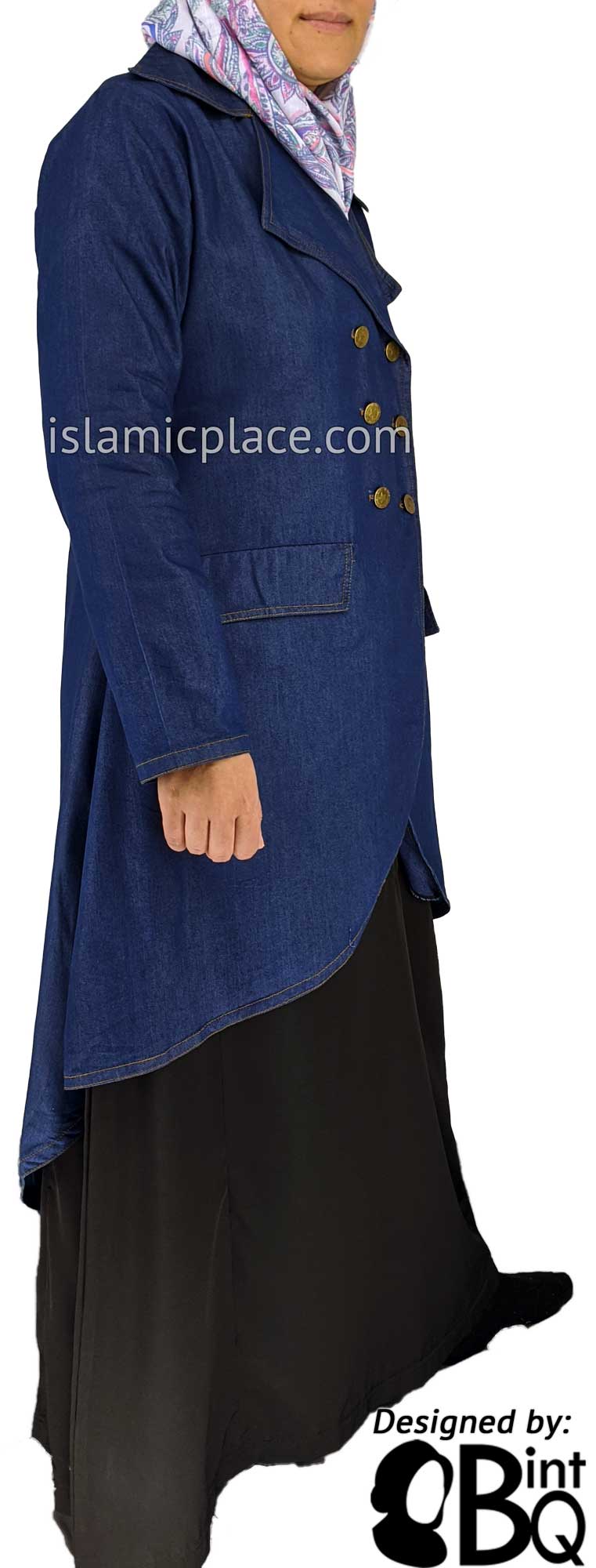 Blue Denim - Qadira Designer Coat by BintQ - BQ151