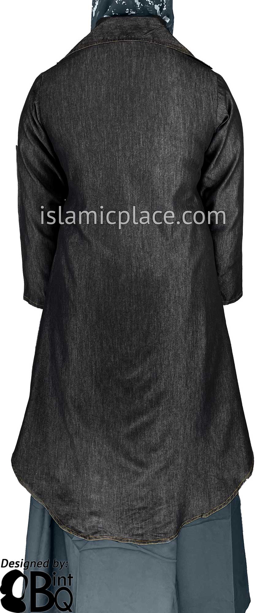 Black Denim - Qadira Designer Coat by BintQ - BQ151