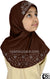 Brown - Luxurious Lycra Hijab Al-Amira with Silver Rhinestones - Girl size (1-piece)